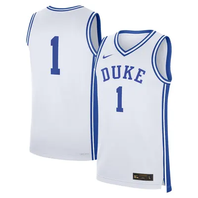 1 White Duke Blue Devils Home Replica Jersey