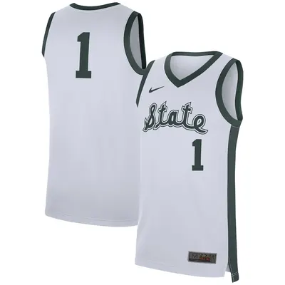 1 White Michigan State Spartans Replica Jersey - State Script