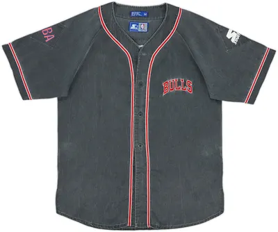 1990s Chicago Bulls Baseball Jersey - Black - Grey Script