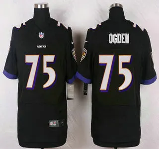 Baltimore Ravens 75 Jonathan Ogden Black Throwback Limited Jersey