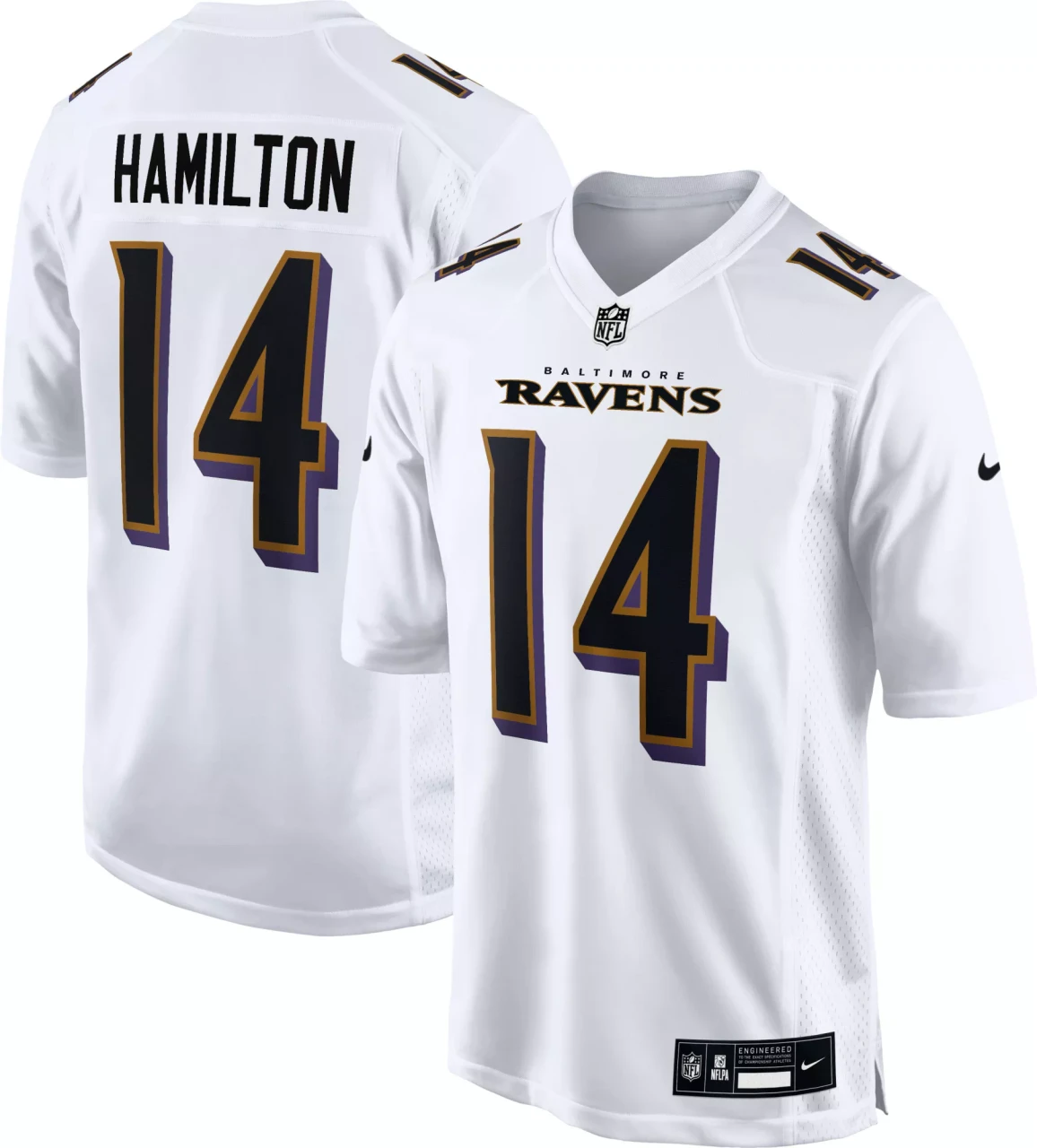 Baltimore Ravens Kyle Hamilton 14 White Limited Jersey