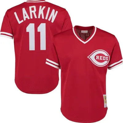 Barry Larkin #11 Cincinnati Reds Throwback Mesh Pullover Limited Jersey - Red