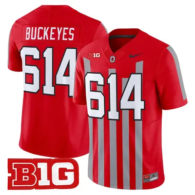 Buckeyes 614 Ohio State Buckeyes Throwback Jersey Stitched - Red