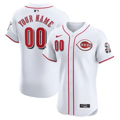 Cincinnati Reds White Home Custom Patch Stadium Jersey