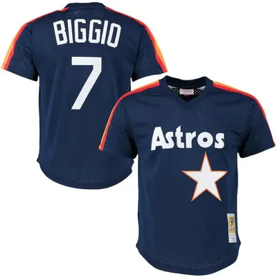 Craig Biggio #7 Houston Astros 1991 Throwback Mesh Pullover Limited Jersey - Navy