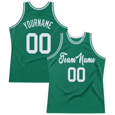 Custom Kelly Green White Throwback Basketball Jersey - Script Lettering
