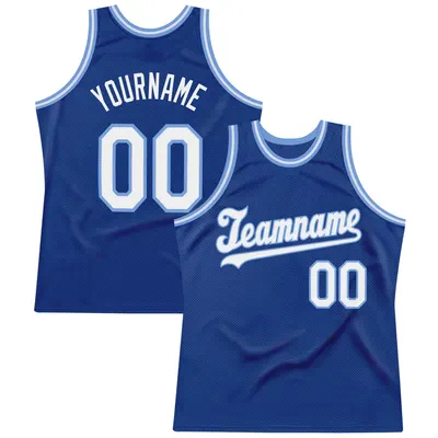 Custom Royal White-Light Blue Throwback Basketball Jersey - Teamname Script