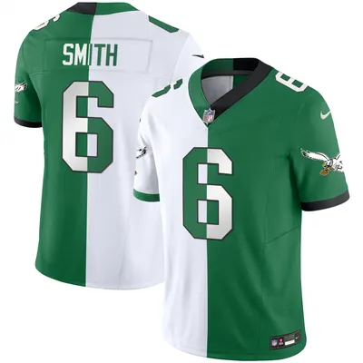 DeVonta Smith Men's Philadelphia Eagles Throwback Kelly Split Jersey