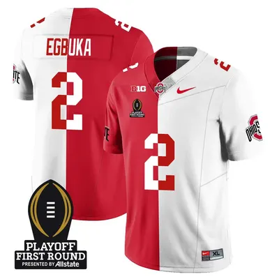 Emeka Egbuka #2 Ohio State Buckeyes Playoff First Round Patch Limited Jersey - Split