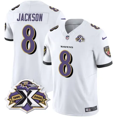 Lamar Jackson Baltimore Ravens 2005 Throwback Black Jersey Stitched - White