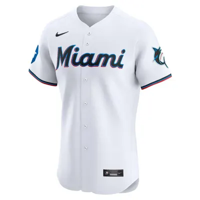 Miami Marlins White Home Custom Patch Stadium Jersey