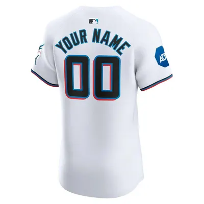Miami Marlins White Home Custom Patch Stadium Jersey