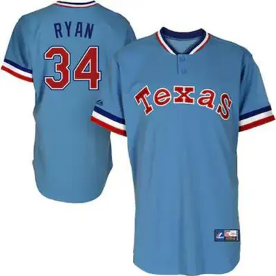 Nolan Ryan #34 Texas Rangers Throwback Pullover Limited Jersey - Light Blue