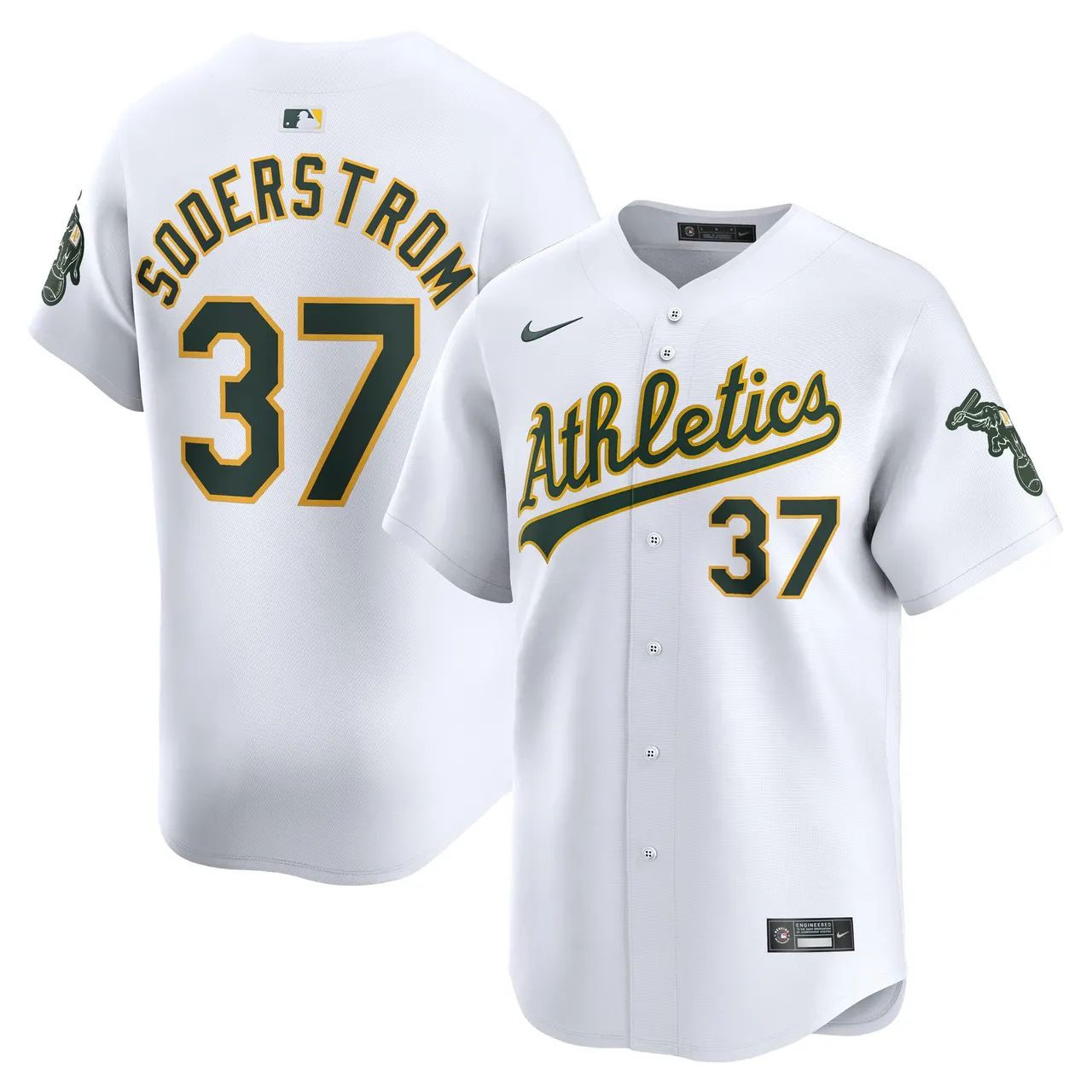 Oakland Athletics Tyler Soderstrom White Home Stadium Jersey