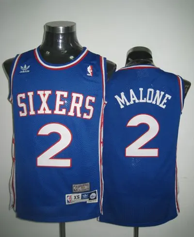 Throwback 76ers #2 Malone Blue Jersey